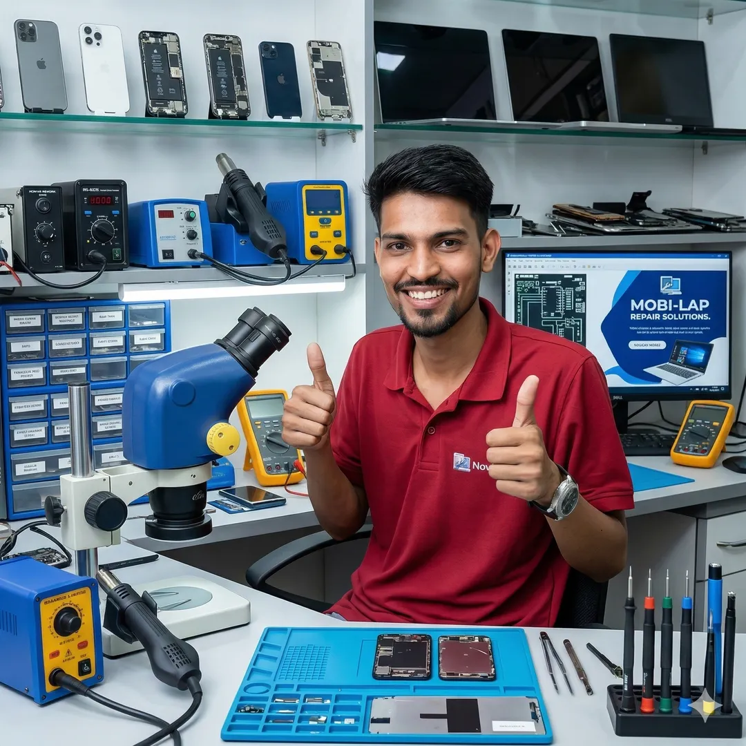 Technician repairing phone